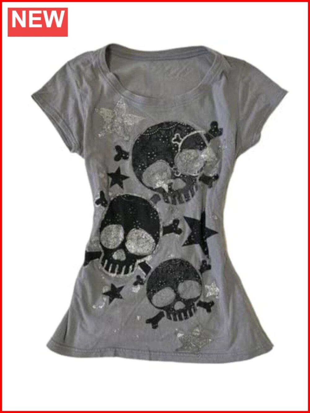 Y2K Grunge Crop Top Skull Star Graphic Baby Tee Alt Punk Short Sleeve